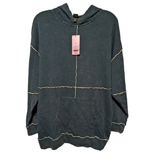 NWT Wild Fable Green Distressed Faded Pullover Hoodie Sweatshirt. XL